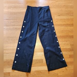 Soft Surroundings Black Wide-Leg Pants with White Button Accents